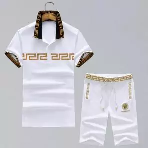 versace jogging survetement manches courtes check white